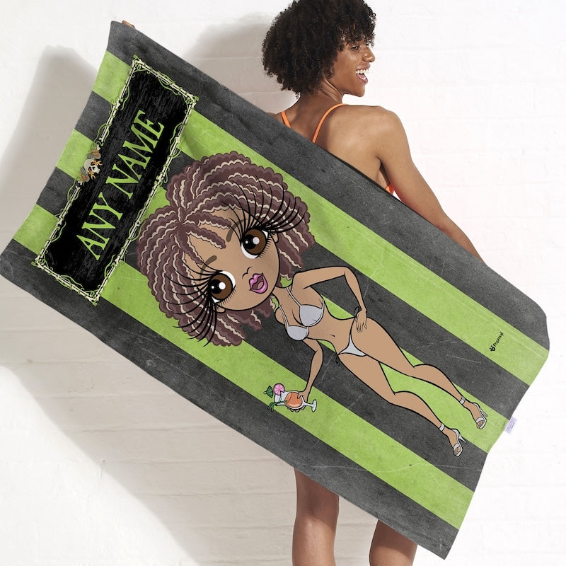 ClaireaBella Creepy Green Stripes Beach Towel - Image 1