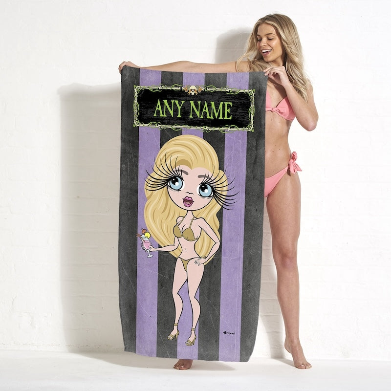 ClaireaBella Creepy Purple Stripes Beach Towel - Image 1