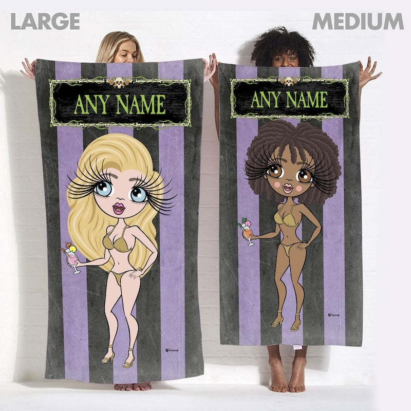 ClaireaBella Creepy Purple Stripes Beach Towel - Image 4