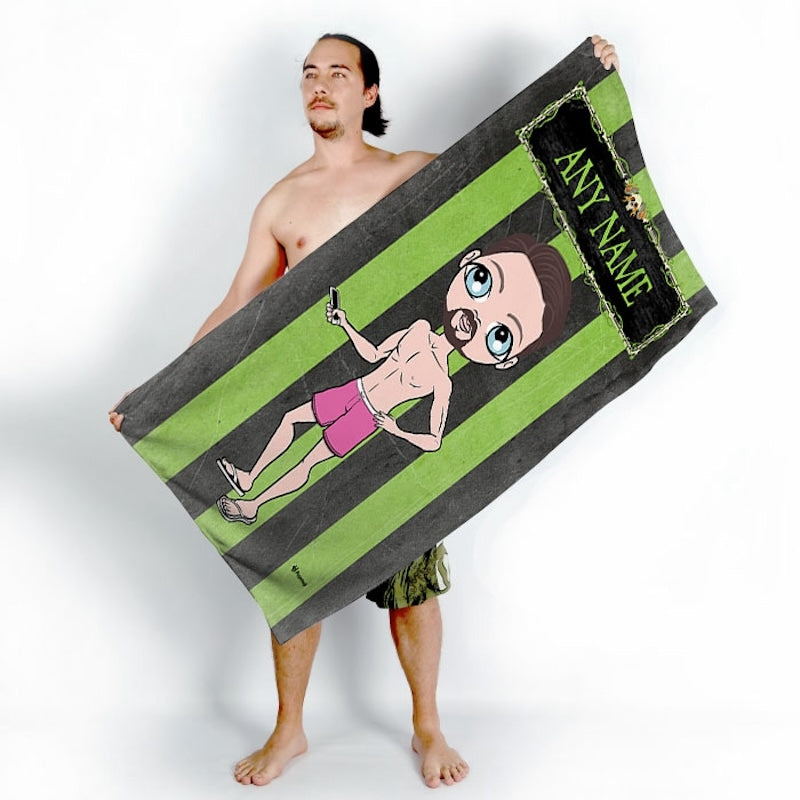 MrCB Creepy Green Stripes Beach Towel - Image 3