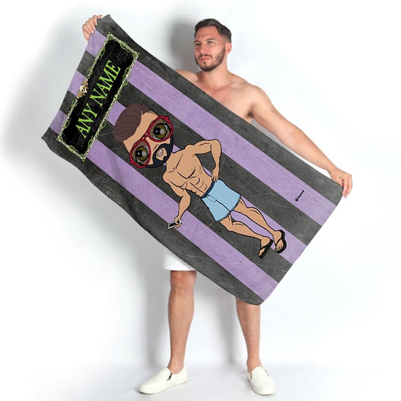 MrCB Creepy Purple Stripes Beach Towel - Image 1