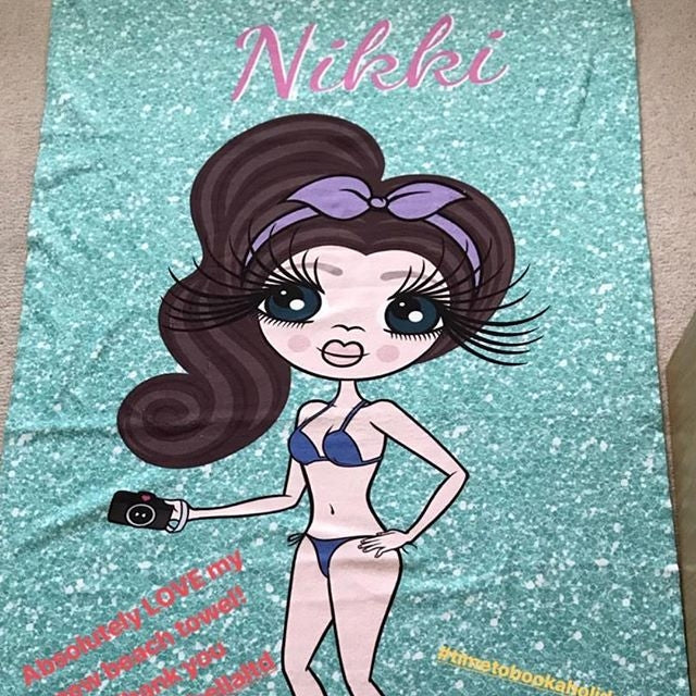 ClaireaBella Aqua Glitter Effect Beach Towel - Image 15