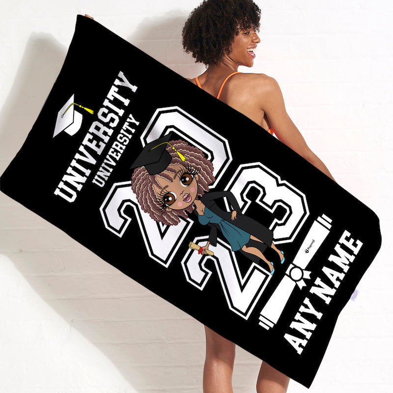 ClaireaBella Graduation Black Varsity Beach Towel