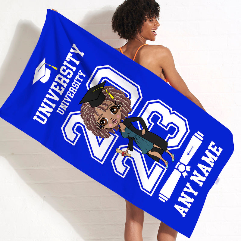 ClaireaBella Graduation Blue Varsity Beach Towel