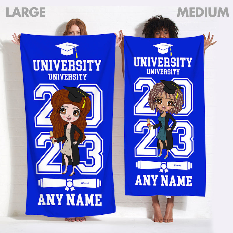 ClaireaBella Graduation Blue Varsity Beach Towel