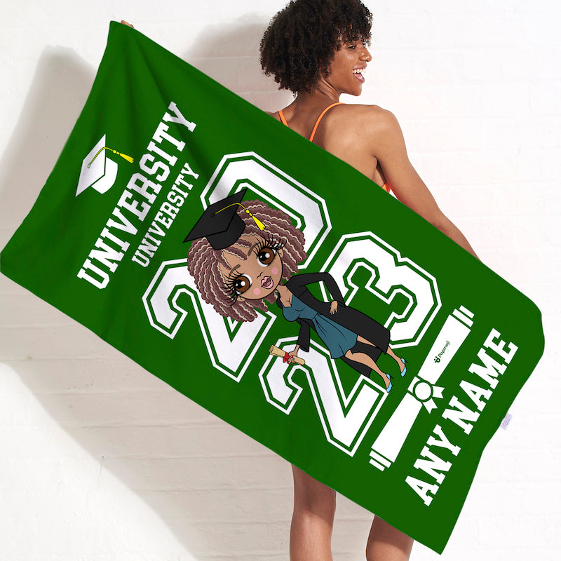 ClaireaBella Graduation Green Varsity Beach Towel