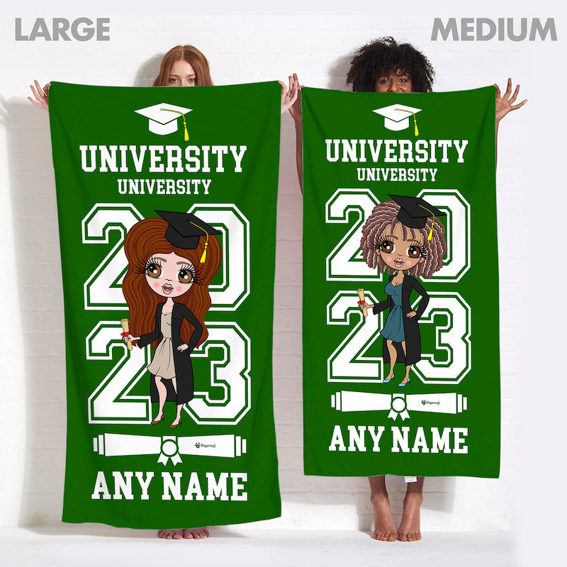 ClaireaBella Graduation Green Varsity Beach Towel