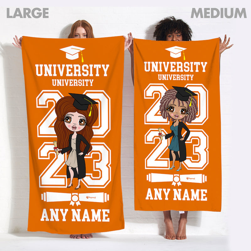 ClaireaBella Graduation Orange Varsity Beach Towel