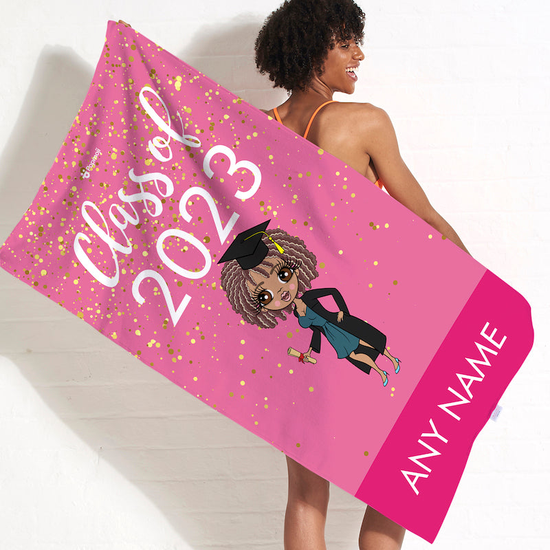 ClaireaBella Graduation Pink Confetti Beach Towel