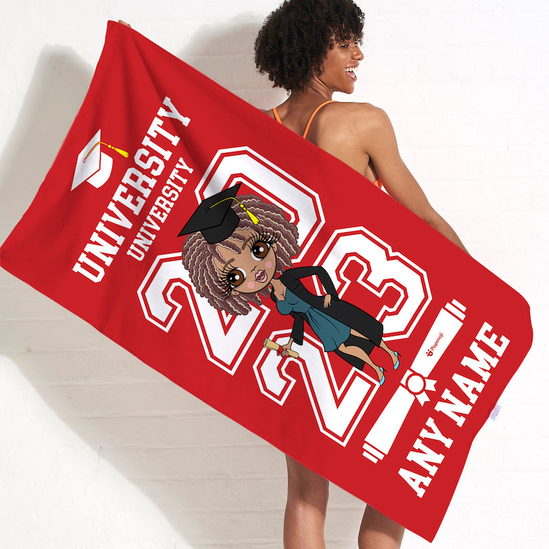 ClaireaBella Graduation Red Varsity Beach Towel