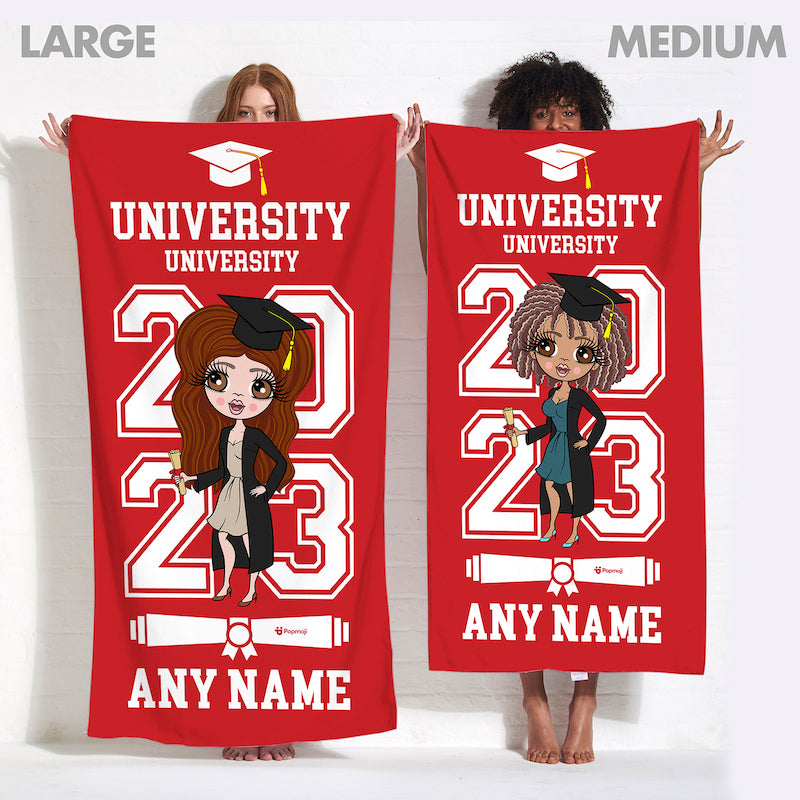 ClaireaBella Graduation Red Varsity Beach Towel