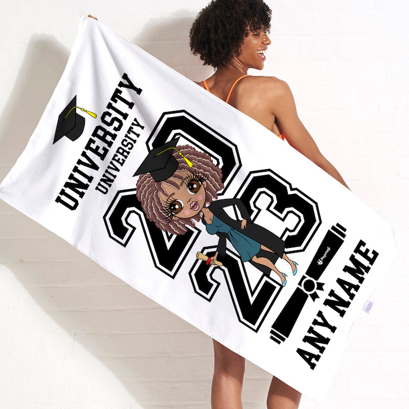 ClaireaBella Graduation White Varsity Beach Towel