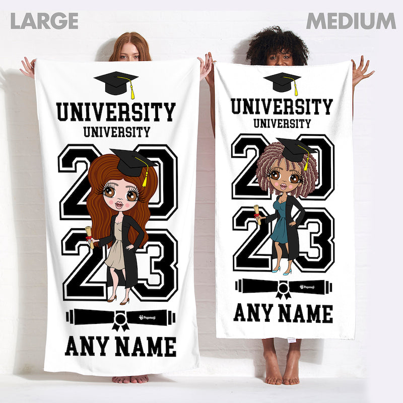 ClaireaBella Graduation White Varsity Beach Towel