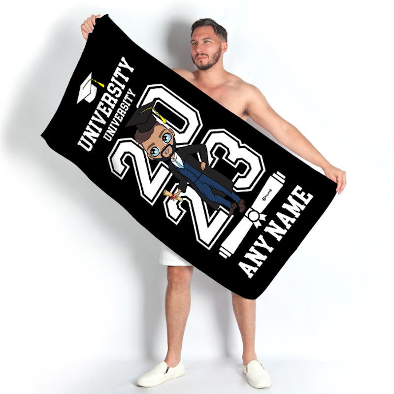 MrCB Graduation Black Varsity Beach Towel