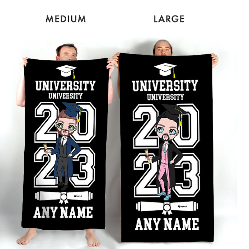 MrCB Graduation Black Varsity Beach Towel