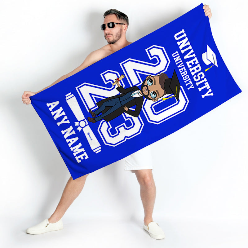 MrCB Graduation Blue Varsity Beach Towel