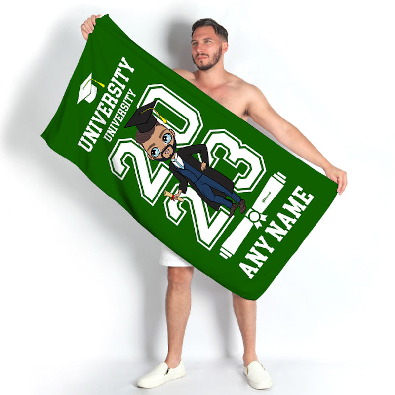 MrCB Graduation Green Varsity Beach Towel