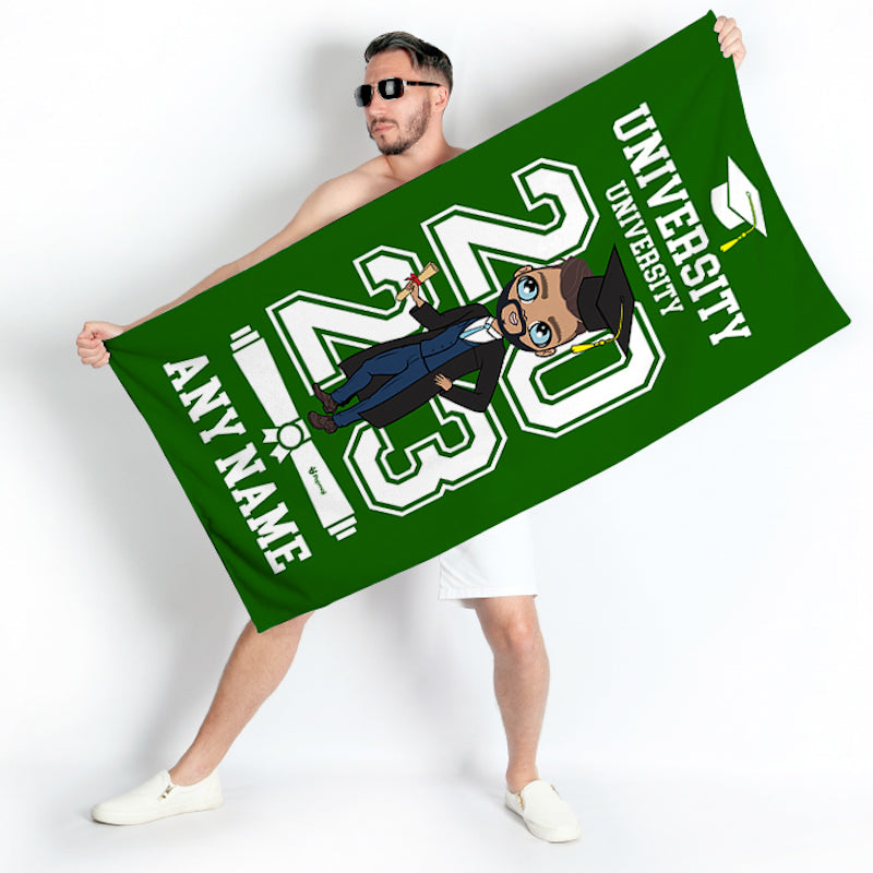 MrCB Graduation Green Varsity Beach Towel