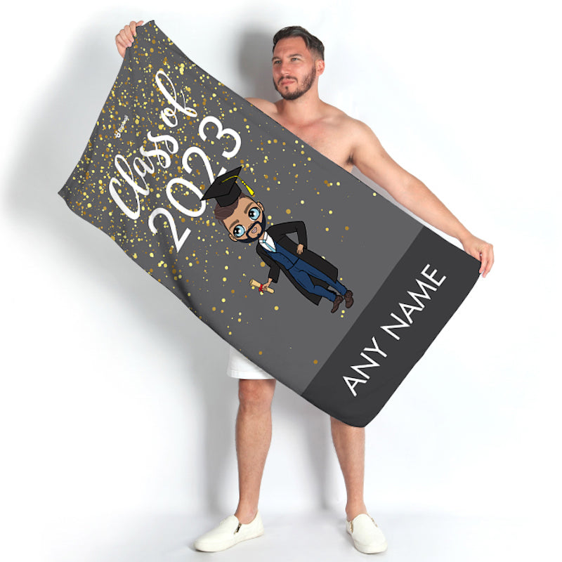 MrCB Graduation Grey Confetti Beach Towel