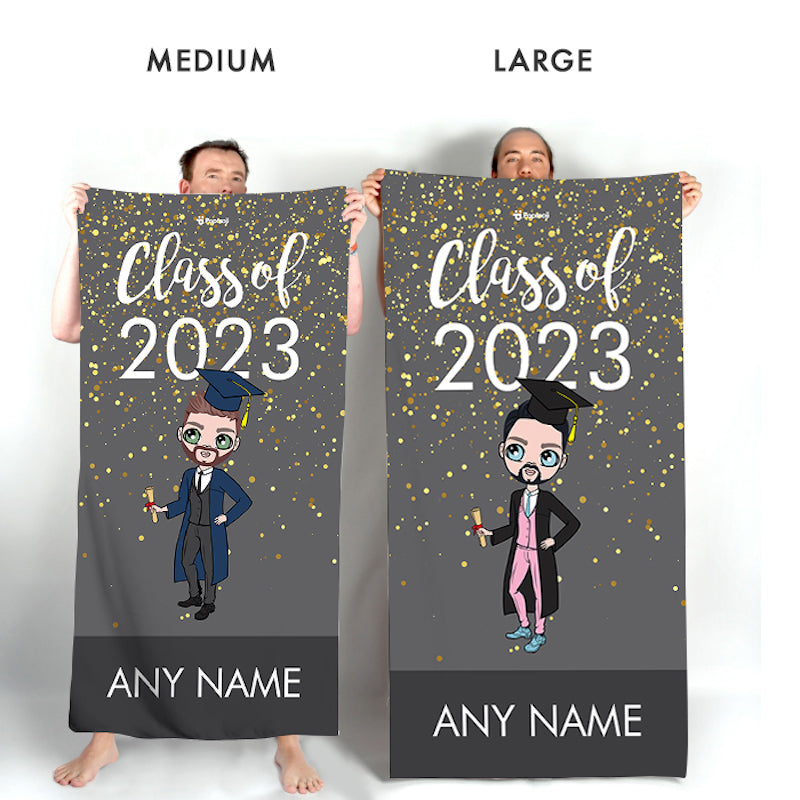 MrCB Graduation Grey Confetti Beach Towel