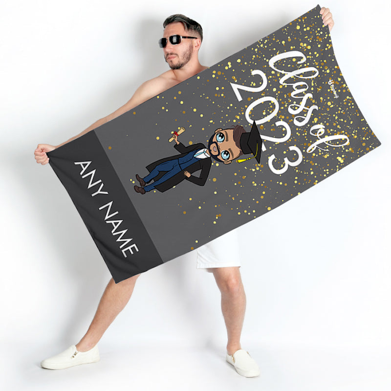 MrCB Graduation Grey Confetti Beach Towel