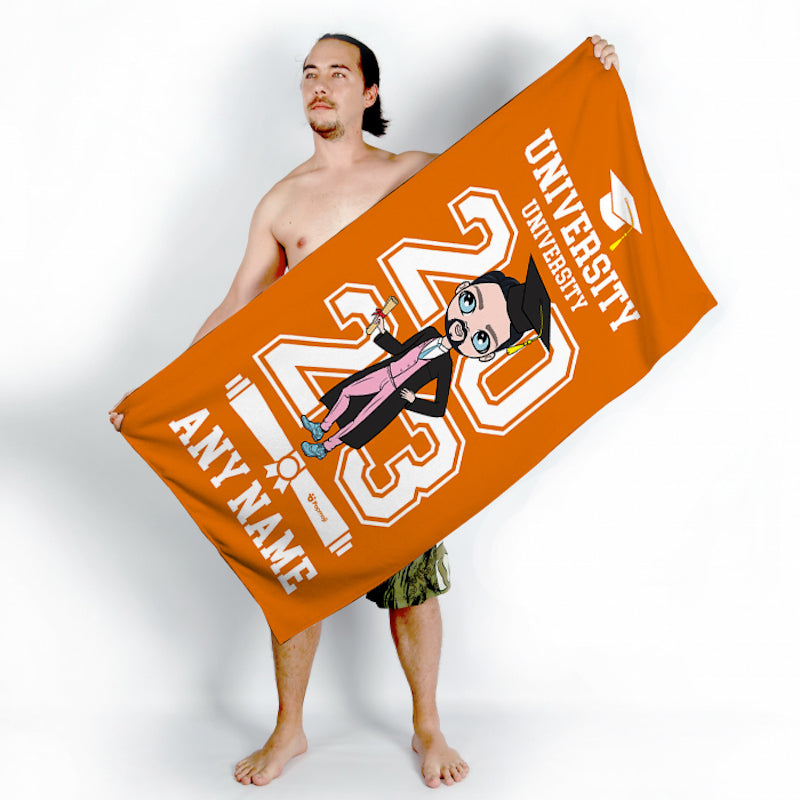 MrCB Graduation Orange Varsity Beach Towel