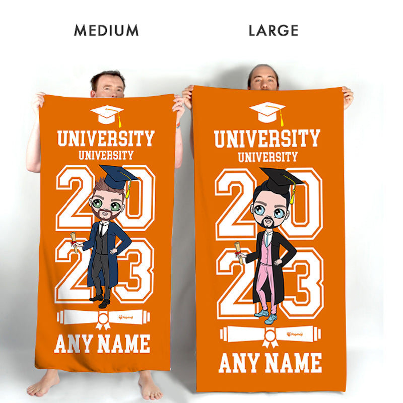 MrCB Graduation Orange Varsity Beach Towel