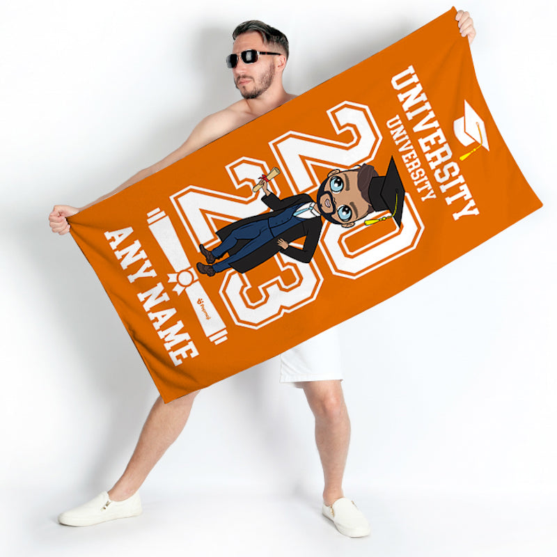 MrCB Graduation Orange Varsity Beach Towel