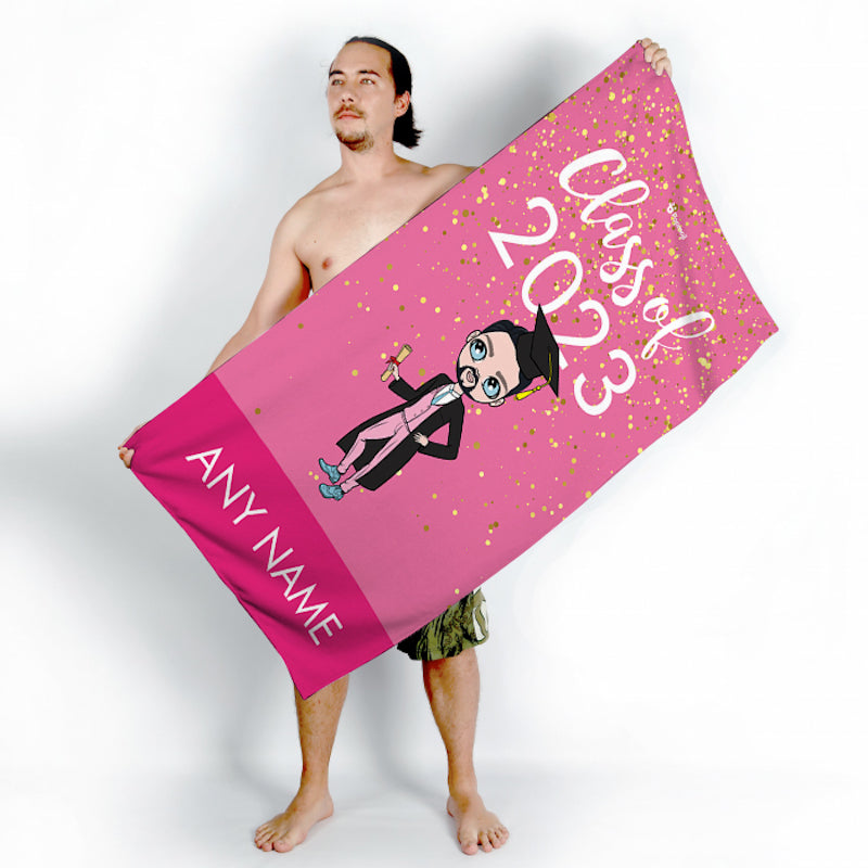 MrCB Graduation Pink Confetti Beach Towel