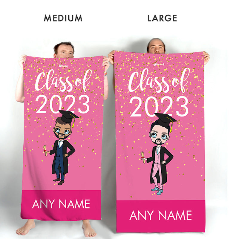 MrCB Graduation Pink Confetti Beach Towel