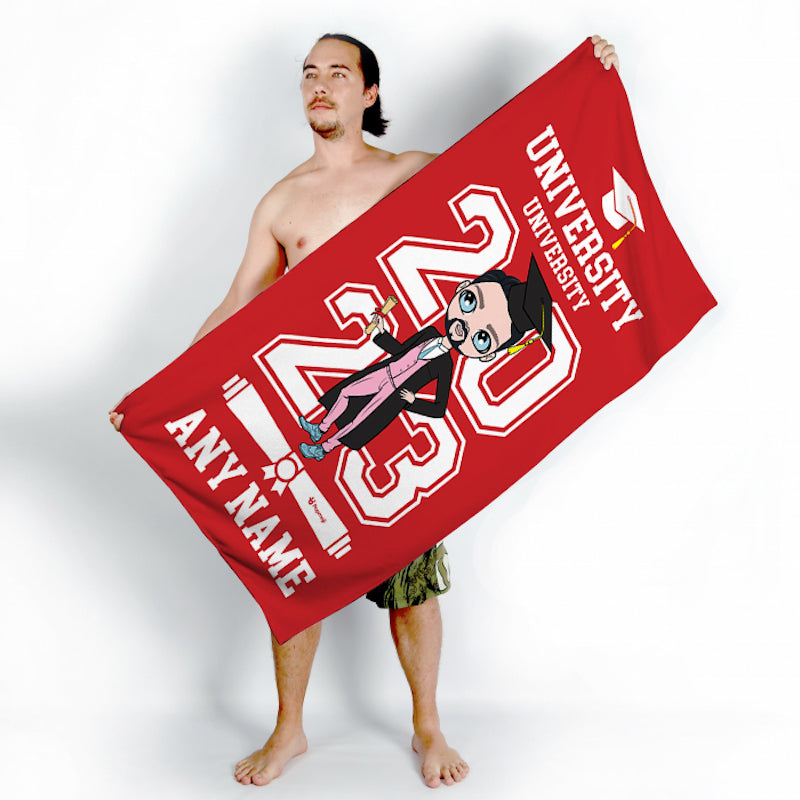 MrCB Graduation Red Varsity Beach Towel