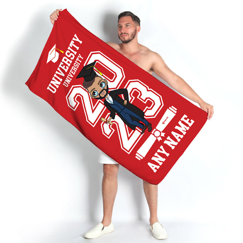 MrCB Graduation Red Varsity Beach Towel