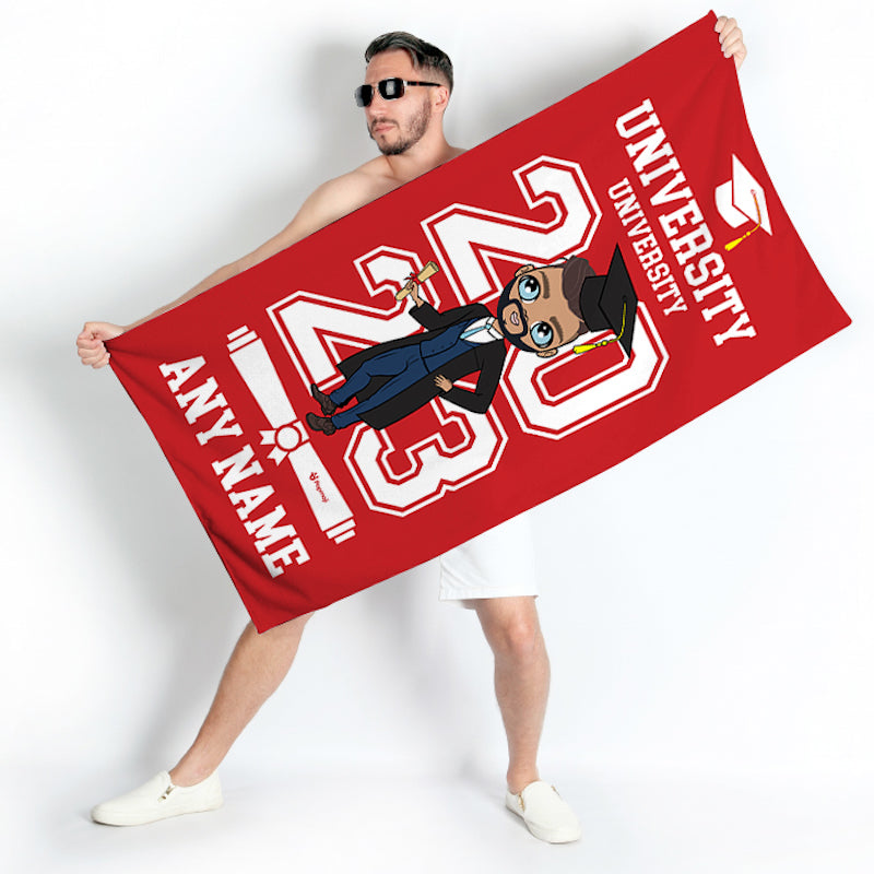 MrCB Graduation Red Varsity Beach Towel