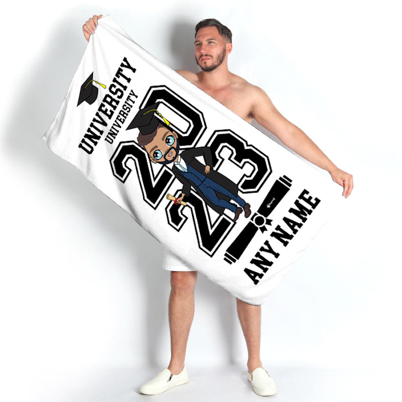 MrCB Graduation White Varsity Beach Towel