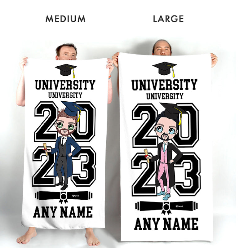 MrCB Graduation White Varsity Beach Towel