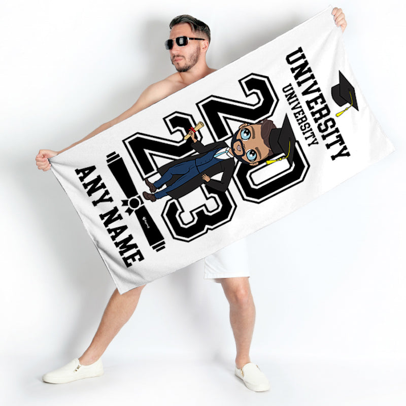 MrCB Graduation White Varsity Beach Towel