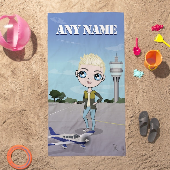 Jnr Boys Airplanes Beach Towel - Image 1