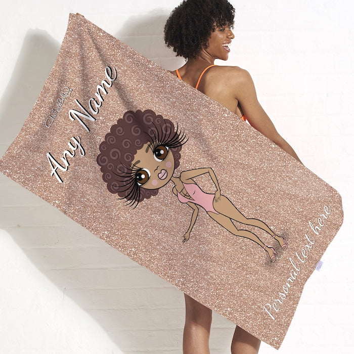 ClaireaBella Blush Glitter Effect Beach Towel - Image 1