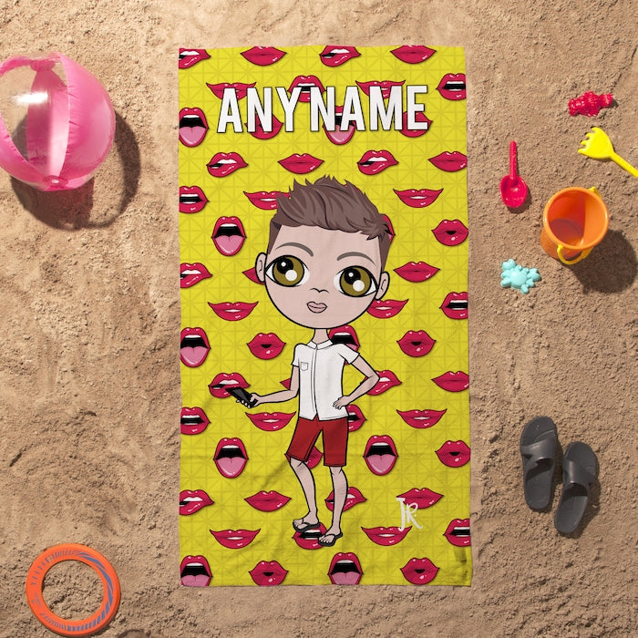 Jnr Boys Funky Lips Beach Towel - Image 2