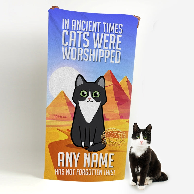 Personalised Cat Ancient Times Beach Towel - Image 2