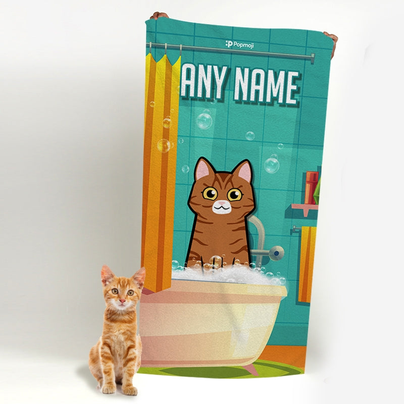 Personalised Cat Bath Time Beach Towel - Image 4