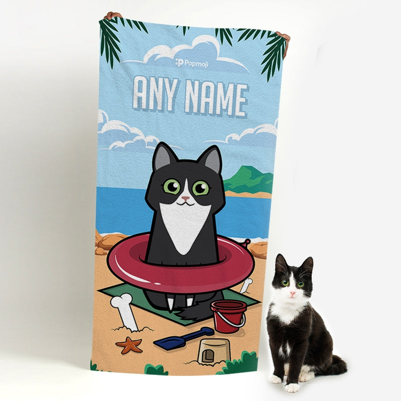 Personalised Cat Beach Fun Beach Towel - Image 2