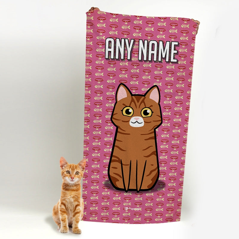 Personalised Cat Collar Beach Towel - Image 2