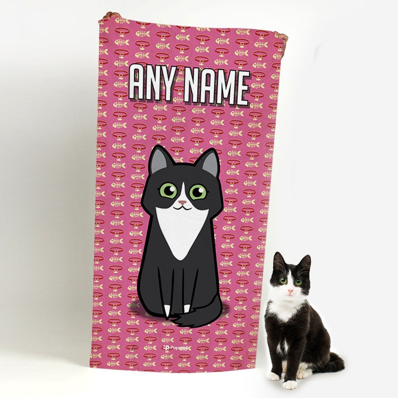 Personalised Cat Collar Beach Towel - Image 1