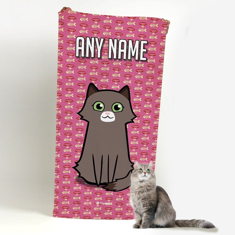 Personalised Cat Collar Beach Towel - Image 4