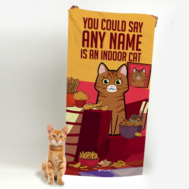 Personalised Cat Indoors Beach Towel - Image 3