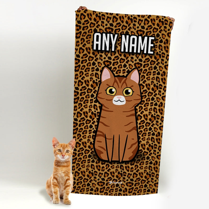 Personalised Cat Leopard Print Beach Towel - Image 2