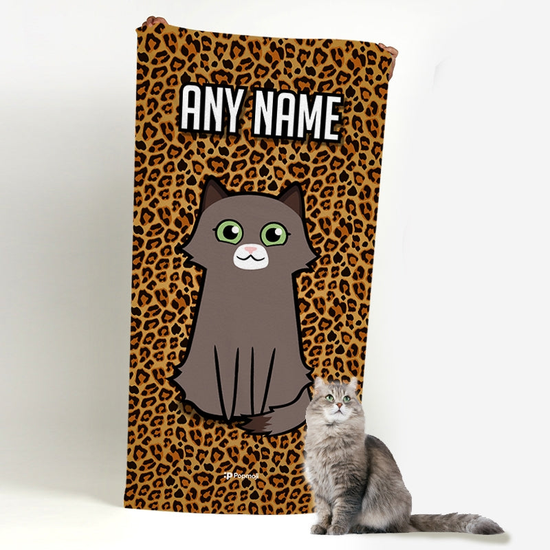 Personalised Cat Leopard Print Beach Towel - Image 4