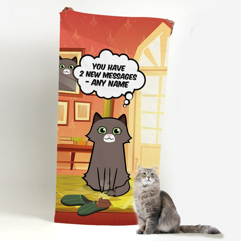 Personalised Cat New Messages Beach Towel - Image 4