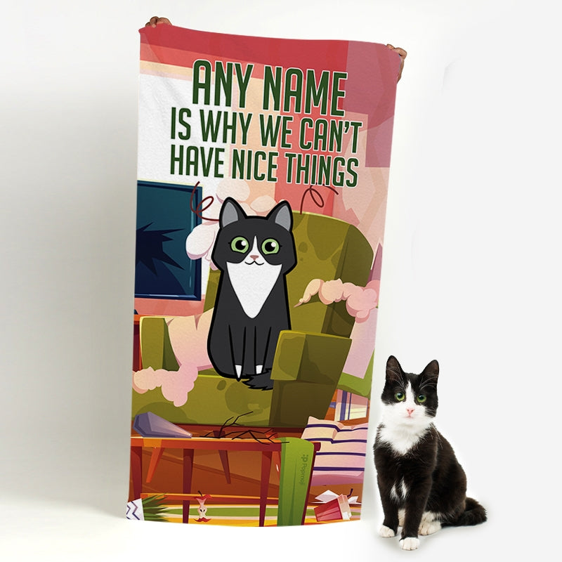 Personalised Cat Nice Things Beach Towel - Image 2